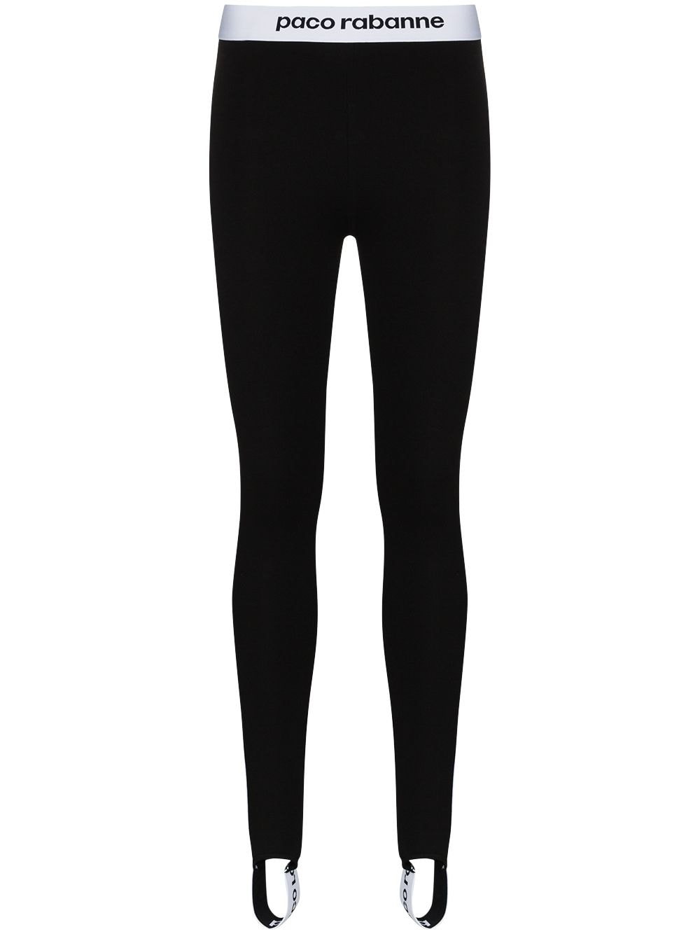 Rabanne contrast logo-stripe stirrup leggings - Black von Rabanne