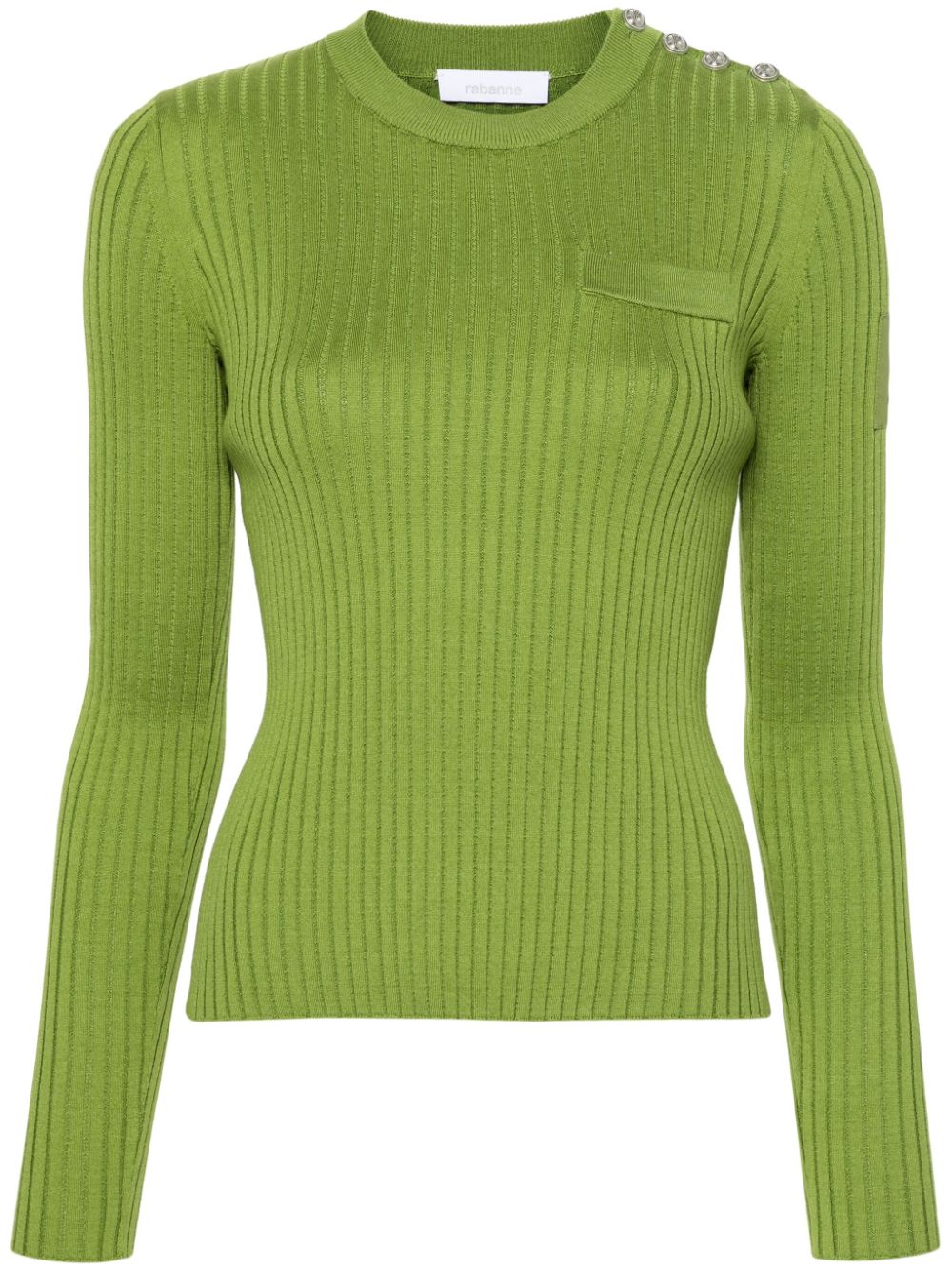 Rabanne crew-neck ribbed-knit top - Green von Rabanne