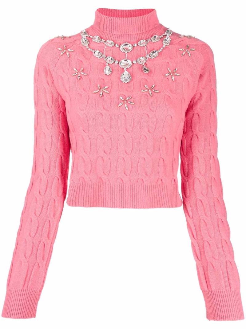 Rabanne crystal-embellished cabe-knit jumper - Pink von Rabanne