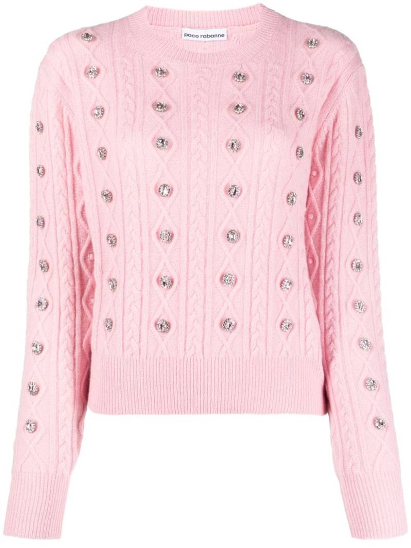 Rabanne crystal-embellished crew-neck jumper - Pink von Rabanne