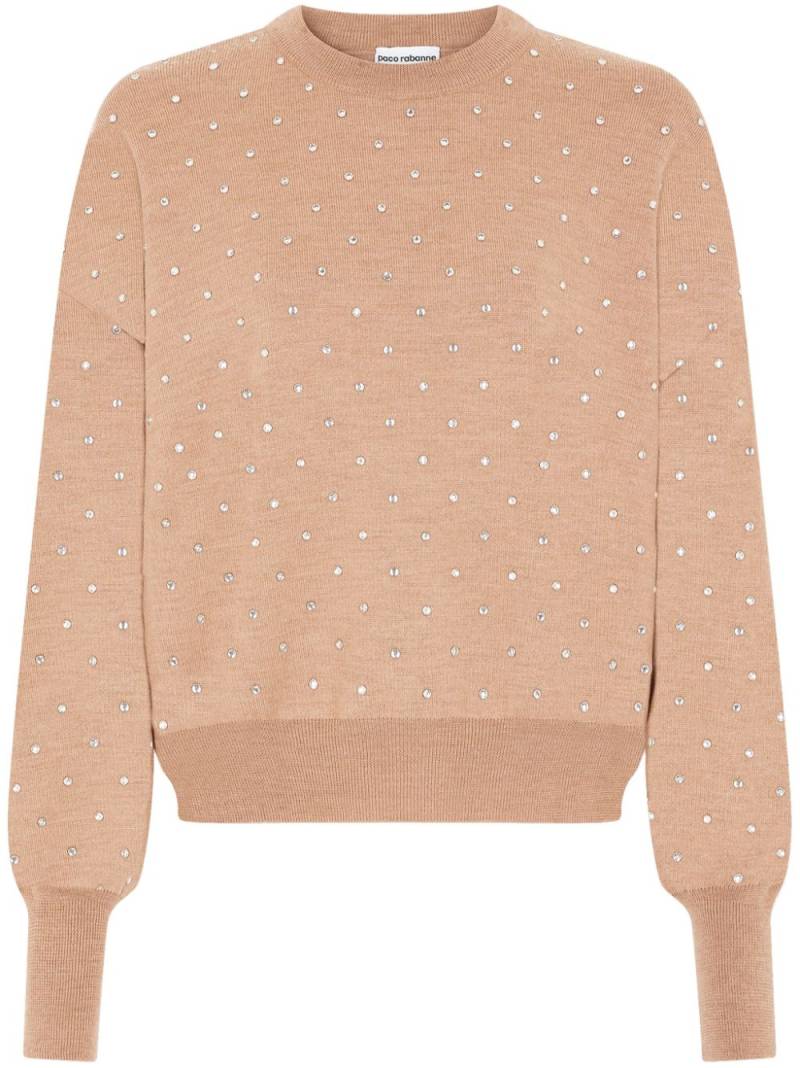 Rabanne crystal-embellished wool jumper - Neutrals von Rabanne