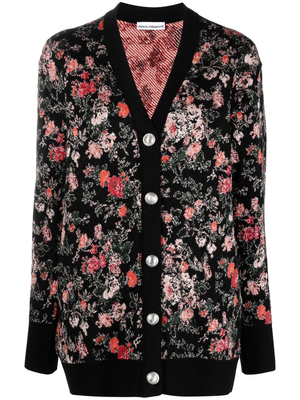 Rabanne floral-jacquard cardigan - Black von Rabanne