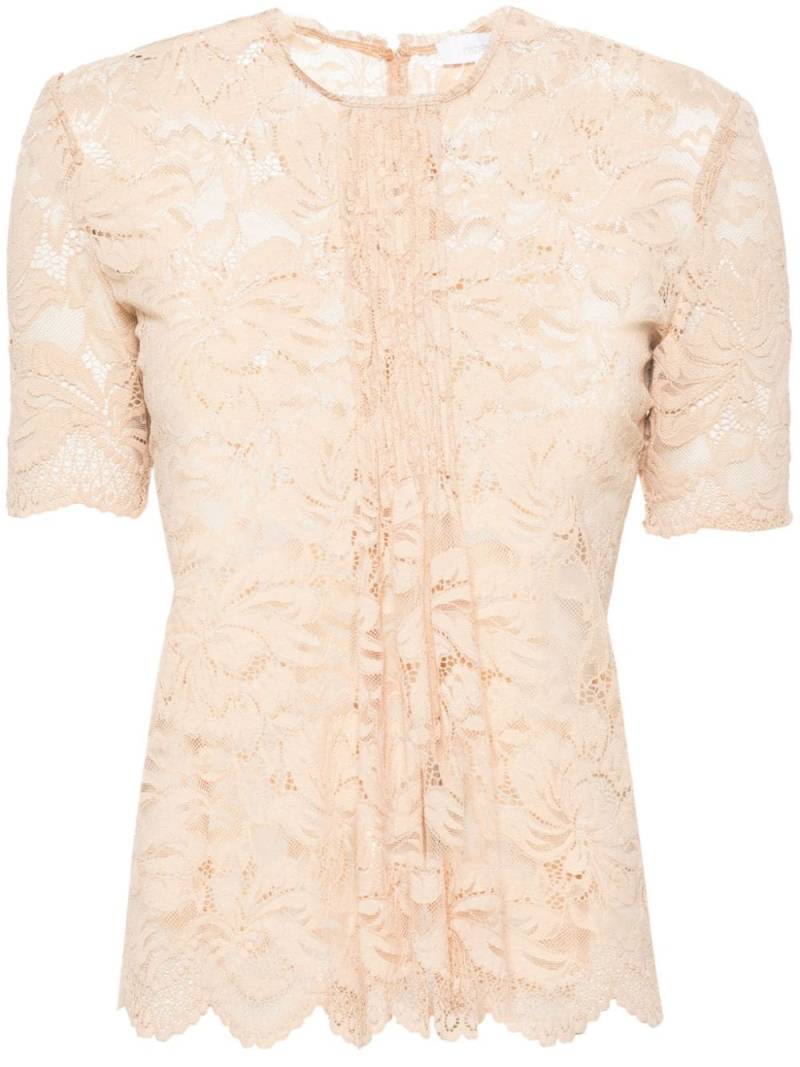 Rabanne floral-lace semi-sheer blouse - Neutrals von Rabanne