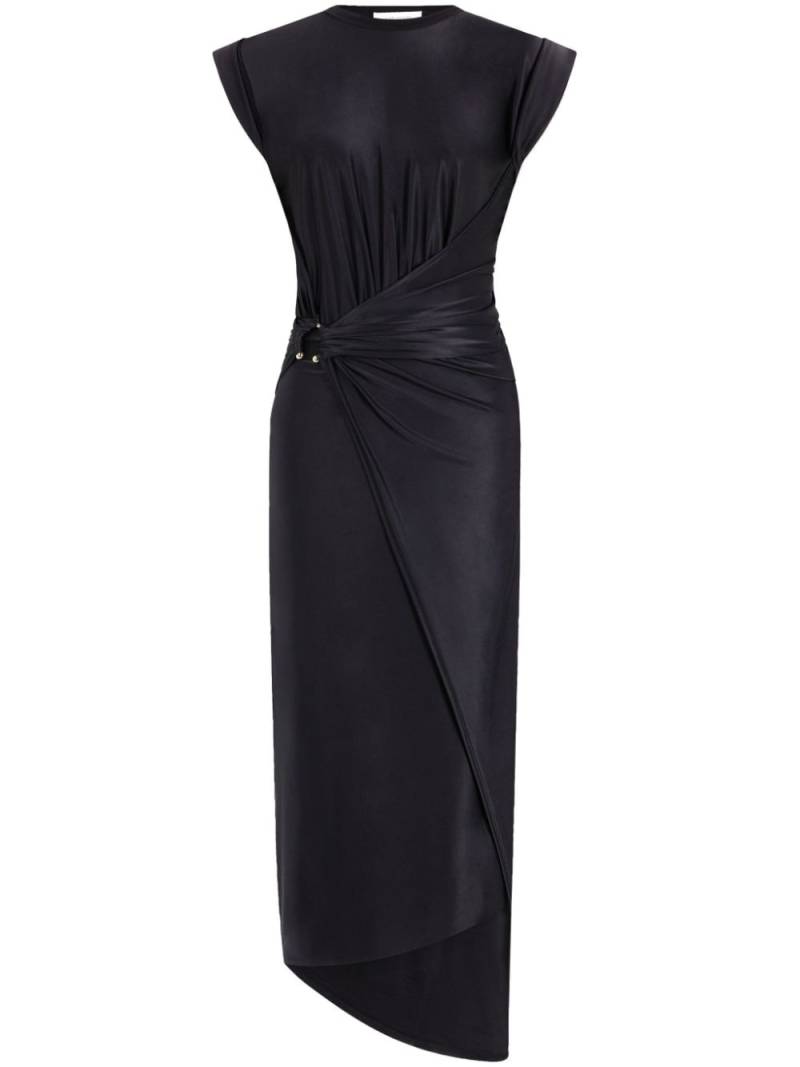 Rabanne gathered-detail draped midi dress - Black von Rabanne