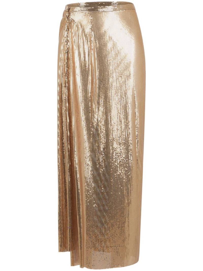 Rabanne gathered-detail mesh skirt - Gold von Rabanne