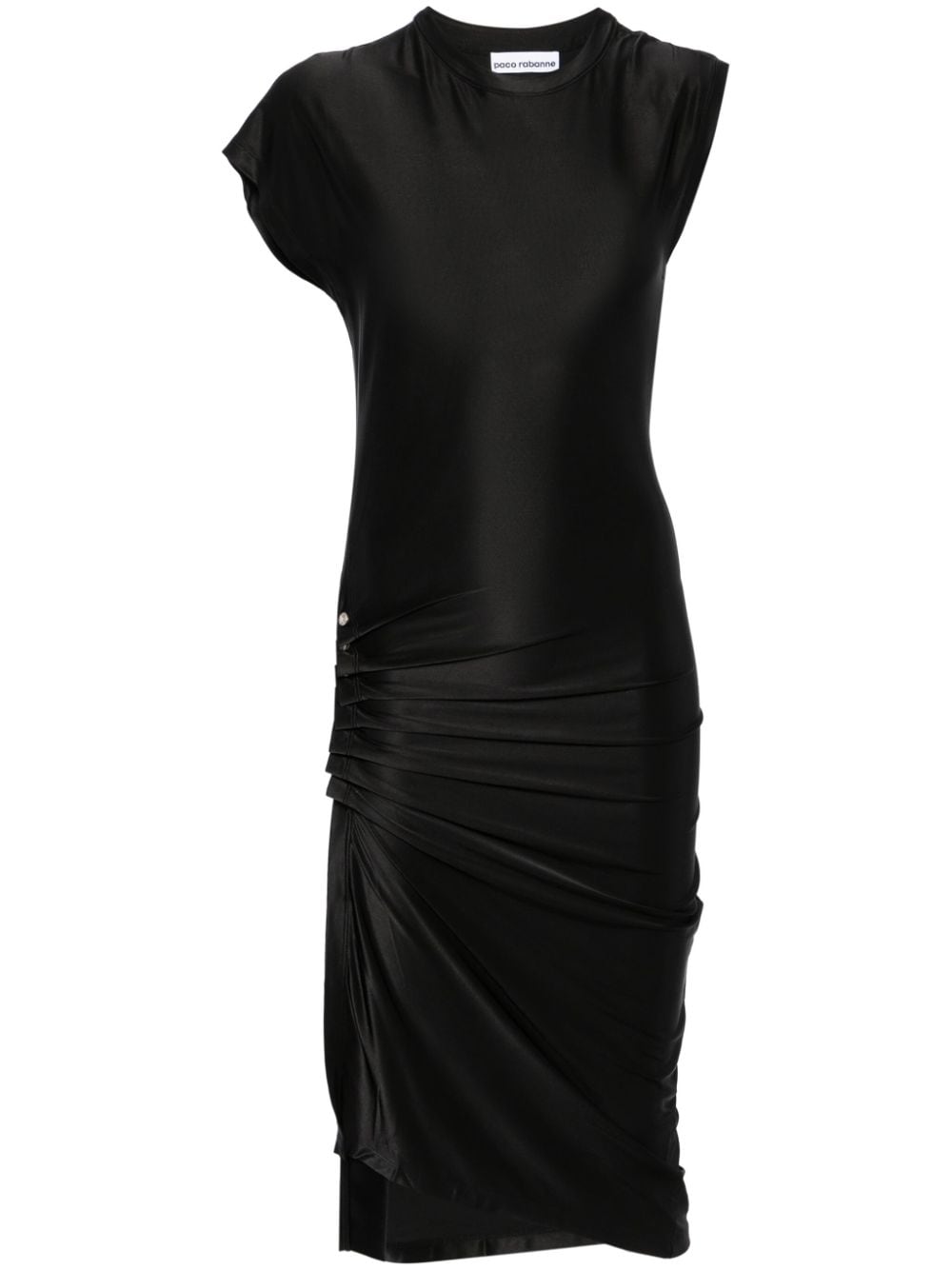 Rabanne gathered satin midi dress - Black von Rabanne