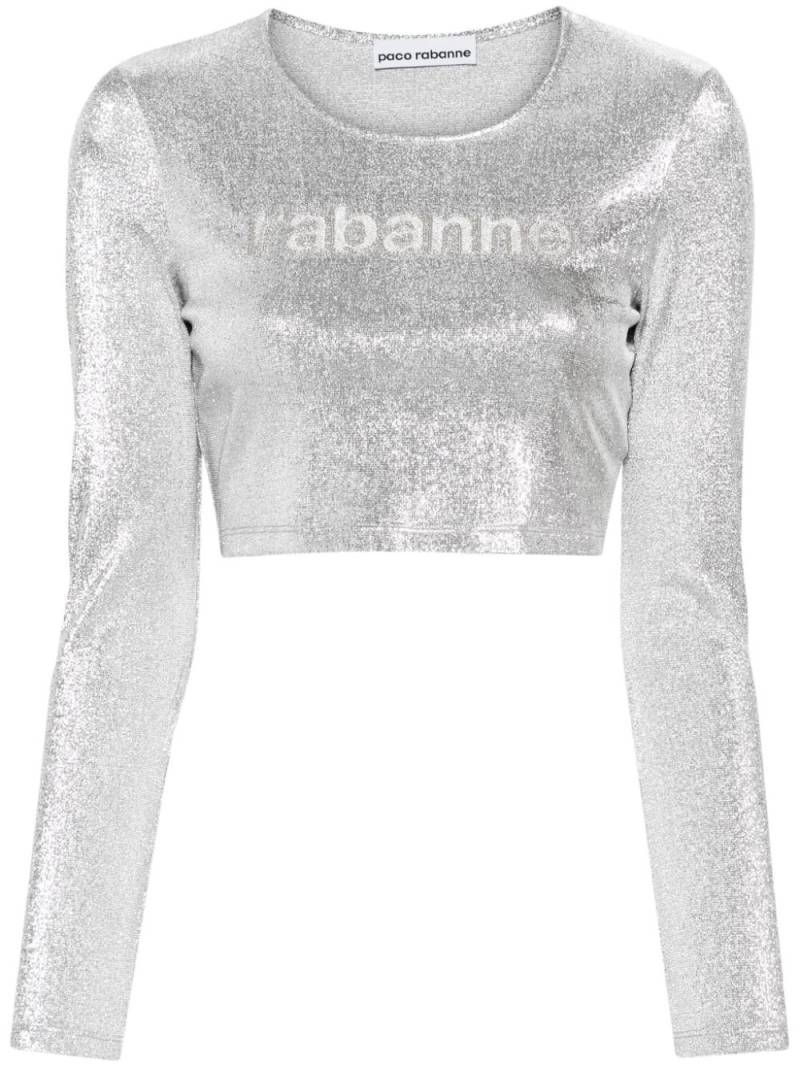 Rabanne gem-logo cropped T-shirt - Silver von Rabanne