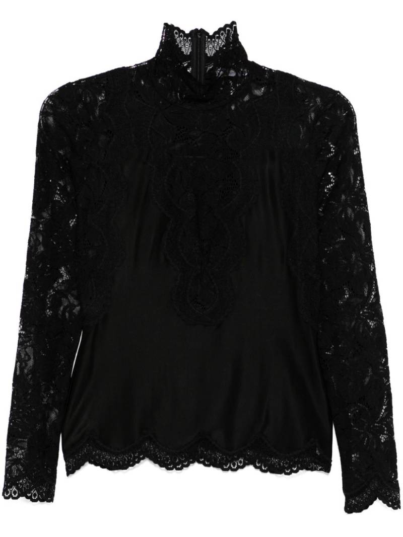 Rabanne lace long-sleeve blouse - Black von Rabanne