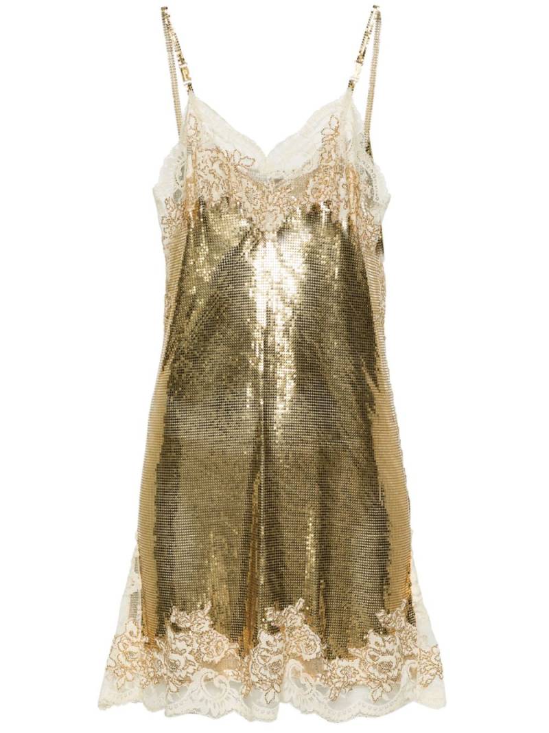 Rabanne lace-trim chainmail minidress - Gold von Rabanne