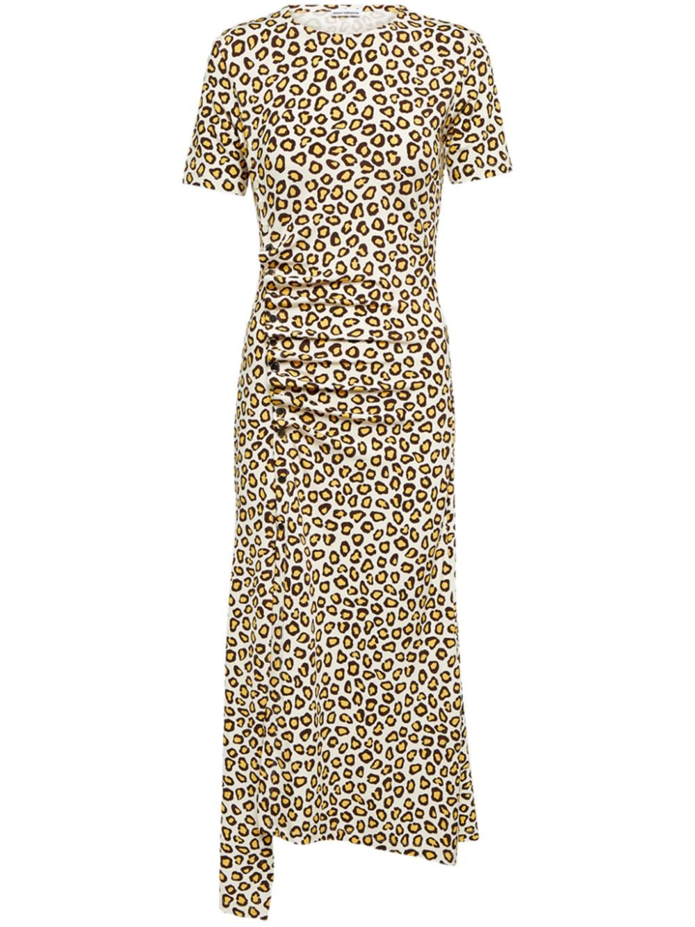 Rabanne leopard-print ruched midi dress - Neutrals von Rabanne