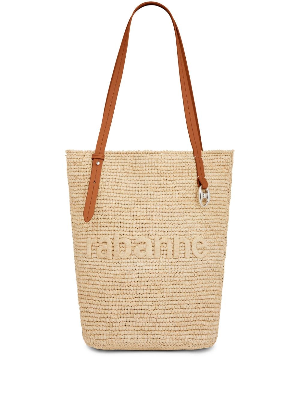 Rabanne logo-embroidered raffia tote bag - Neutrals von Rabanne