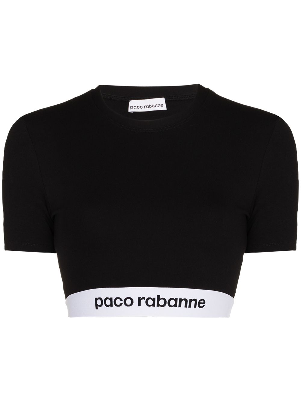 Rabanne logo-hem cropped T-shirt - Black von Rabanne