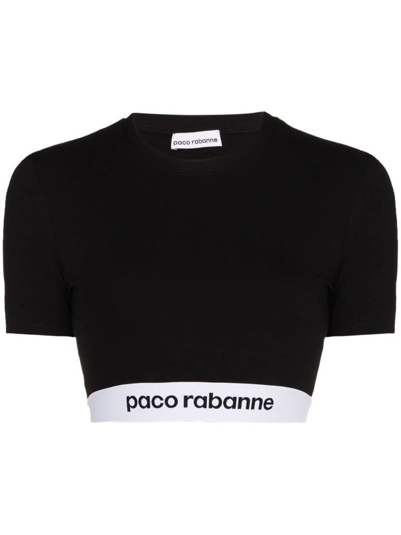 Rabanne logo-hem cropped T-shirt - Black von Rabanne