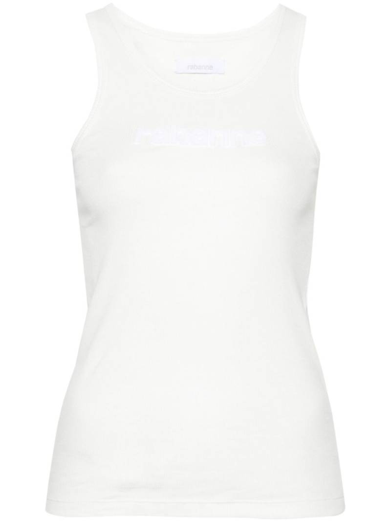 Rabanne logo-patch ribbed tank top - White von Rabanne