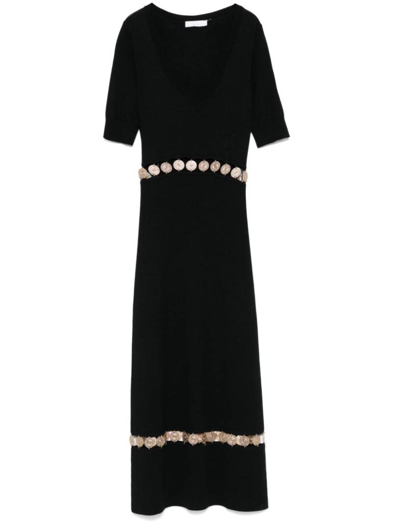 Rabanne medallion-trim midi dress - Black von Rabanne