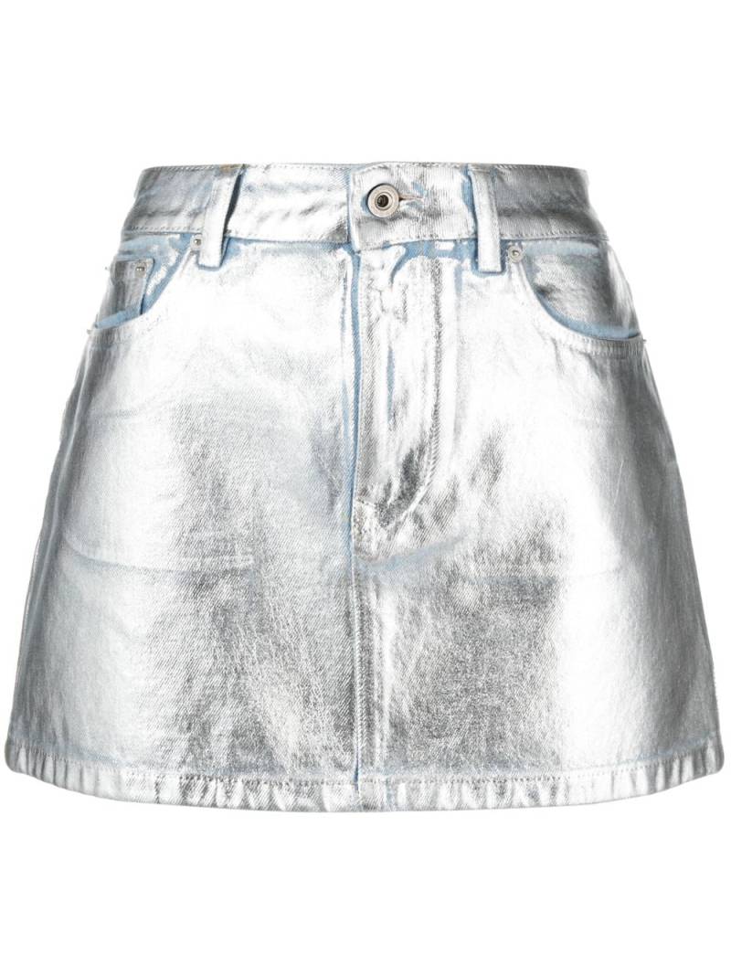 Rabanne metallic denim miniskirt - Silver von Rabanne