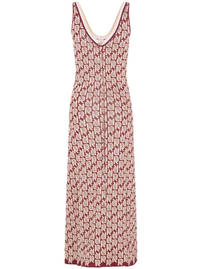 Rabanne monogram-pattern scoop-neck dress - Brown von Rabanne