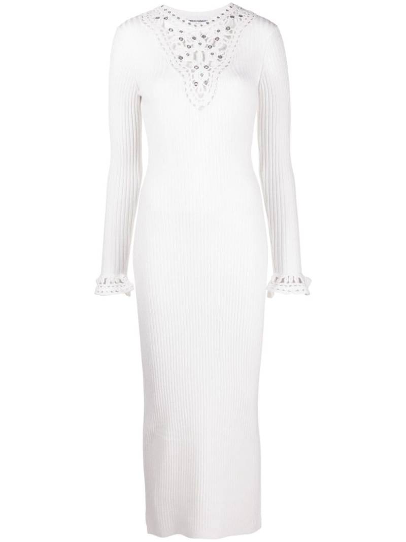 Rabanne open-knit panel midi dress - White von Rabanne