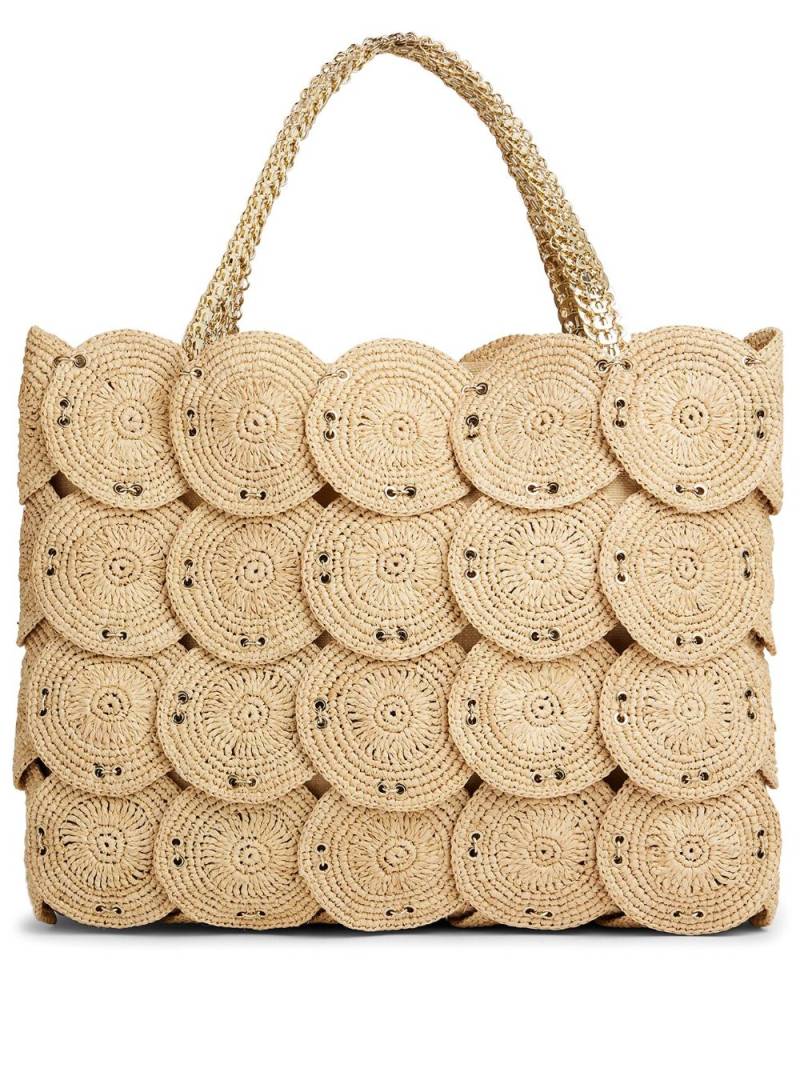 Rabanne overlapping-disc raffia beach bag - Neutrals von Rabanne