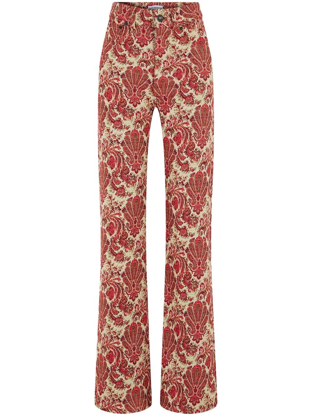 Rabanne paisley-print straight-leg trousers - Red von Rabanne