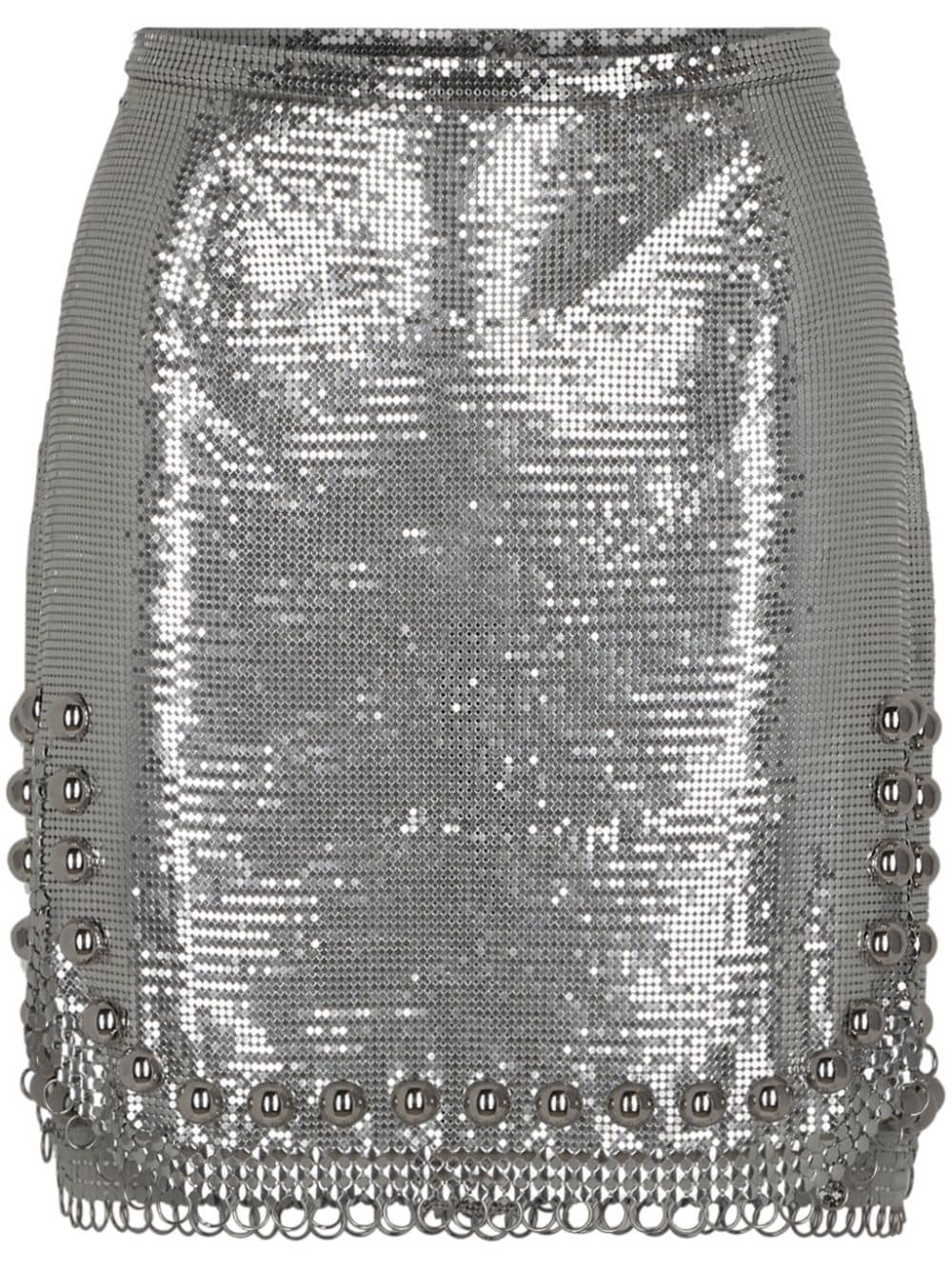 Rabanne stud-embellished mini skirt - Silver von Rabanne