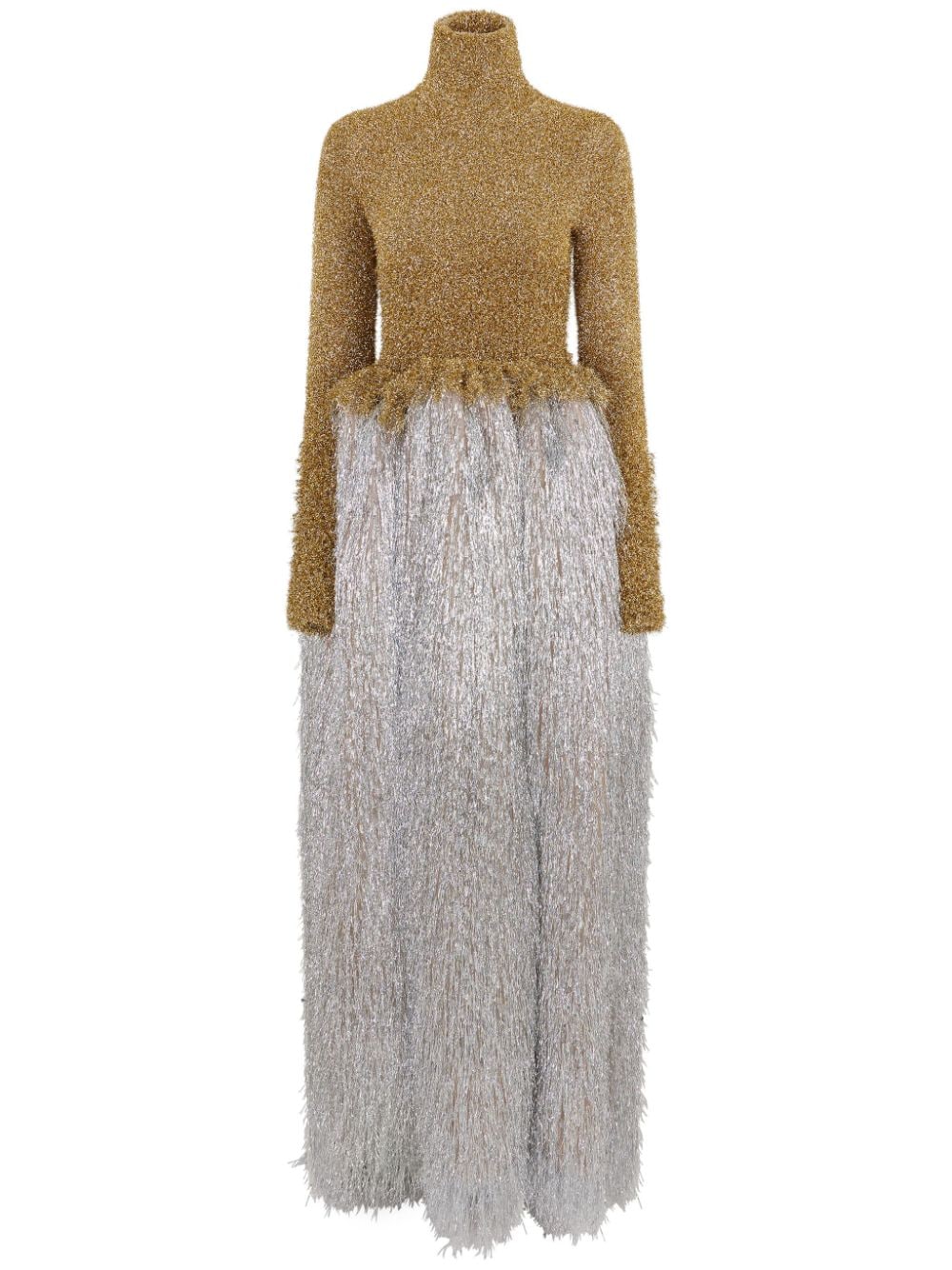 Rabanne turtleneck metallic textured maxi dress - Gold von Rabanne