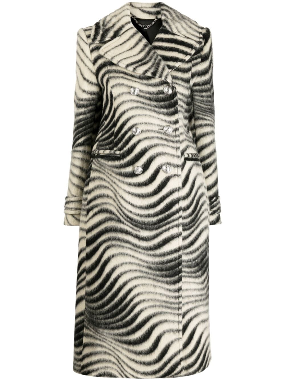 Rabanne zebra-patterned double-breasted coat - Neutrals von Rabanne