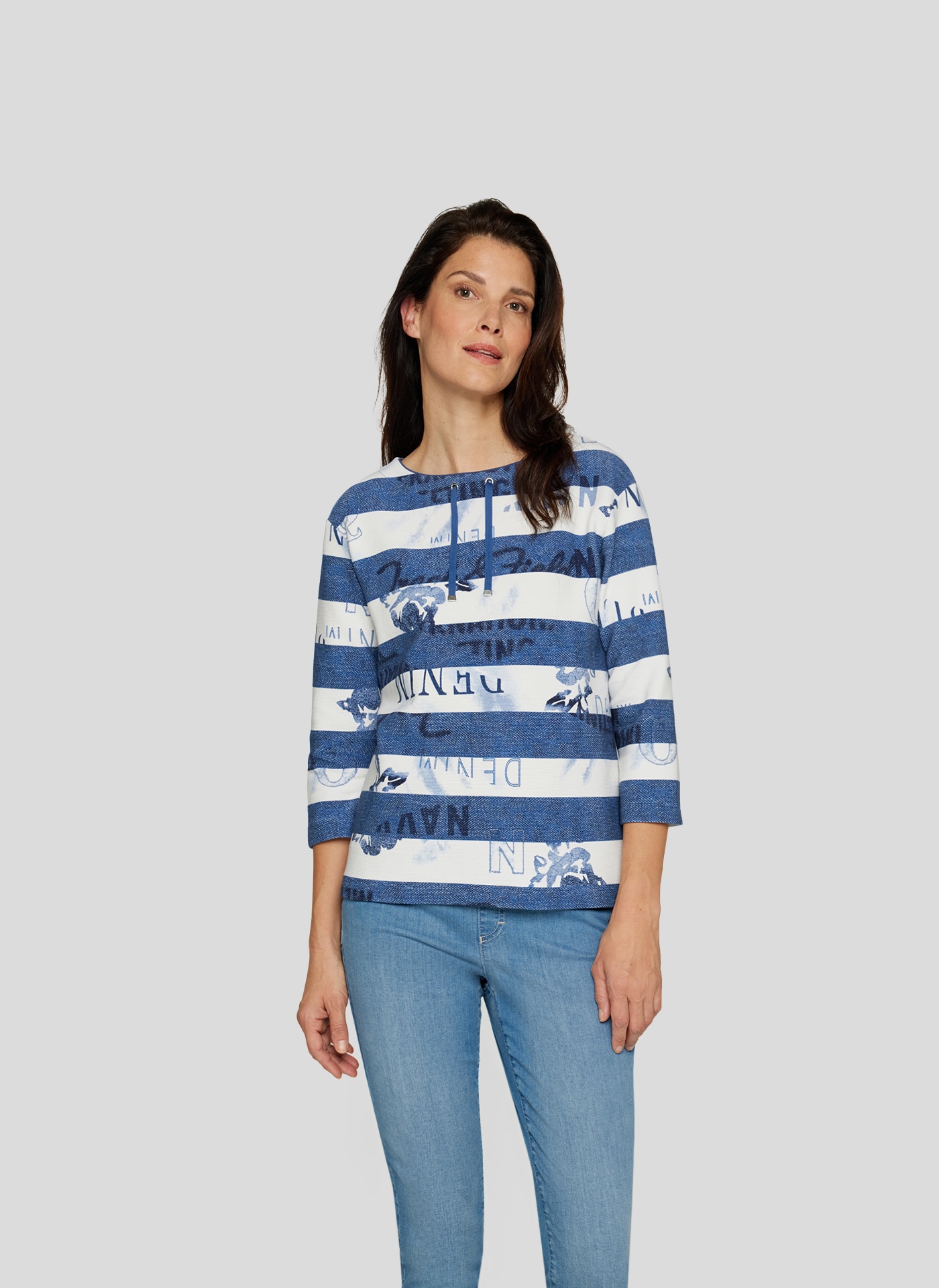 Rabe 3/4-Arm-Shirt, mit Streifenmuster und Print Rabe 3/4-Arm-Shirt, mit Streifenmuster und Print von Rabe