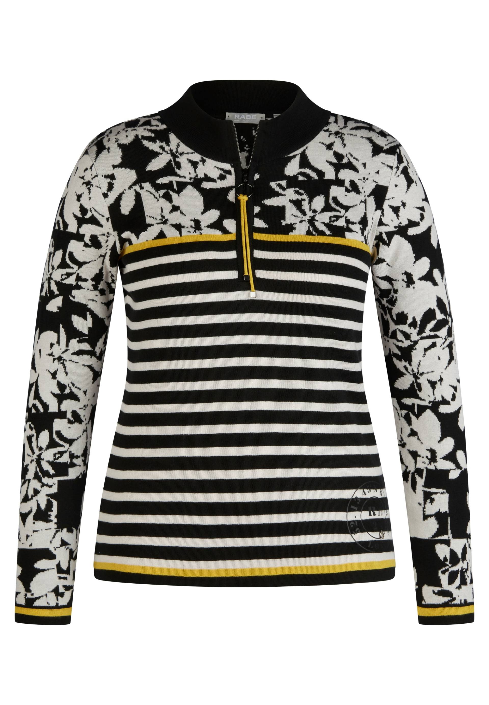 Rabe Stehkragenpullover, mit Streifen und Blumen Muster Rabe Stehkragenpullover, mit Streifen und Blumen Muster von Rabe