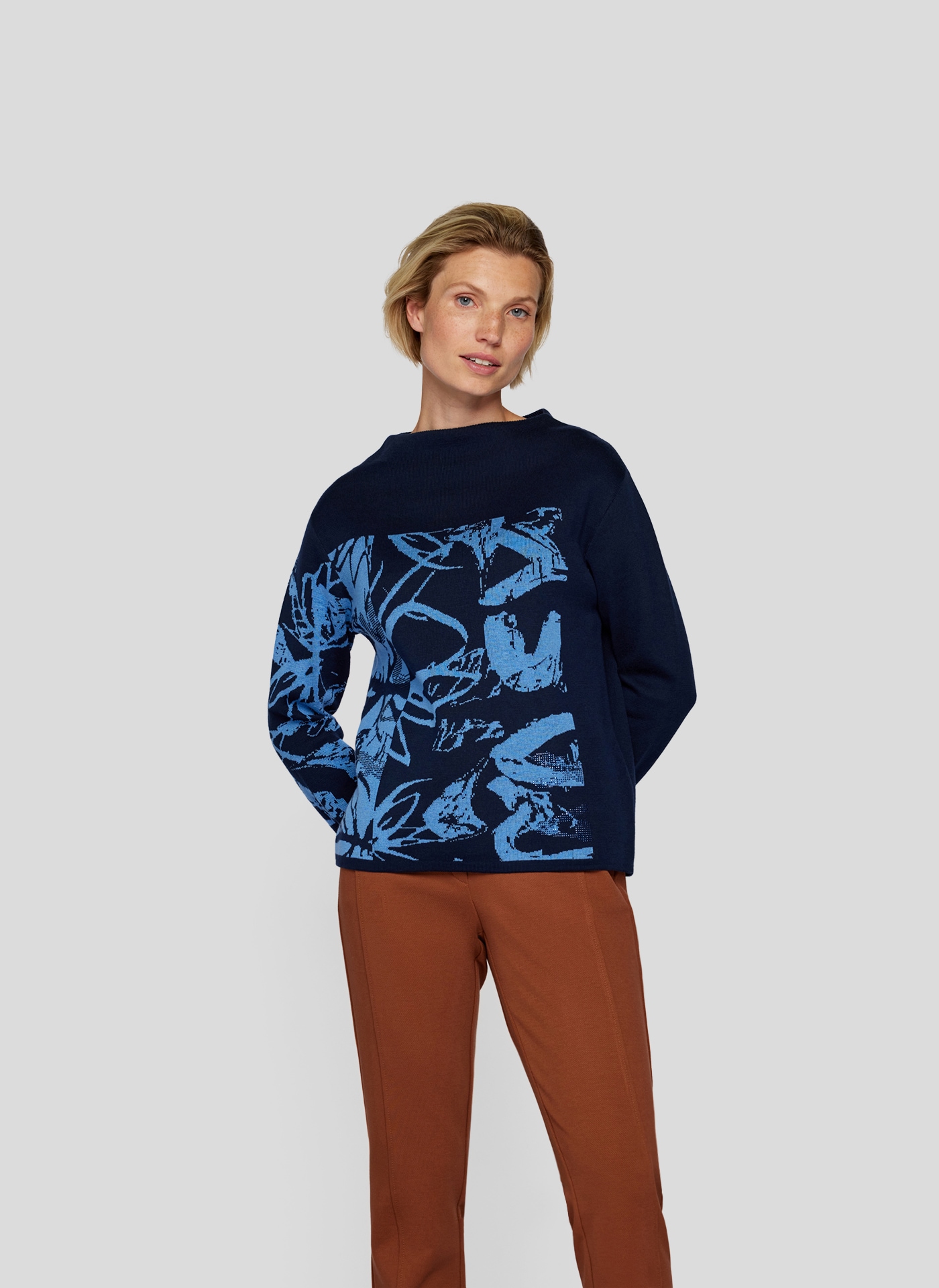 Rabe Strickpullover, mit grafischem Muster und Stehkragen Rabe Strickpullover, mit grafischem Muster und Stehkragen von Rabe