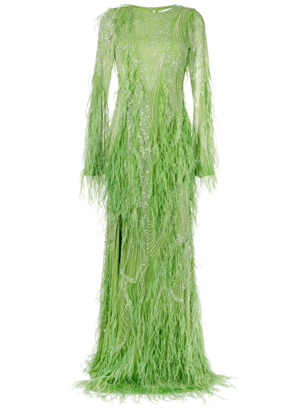 Rachel Gilbert Alice feather-detail maxi dress - Green von Rachel Gilbert