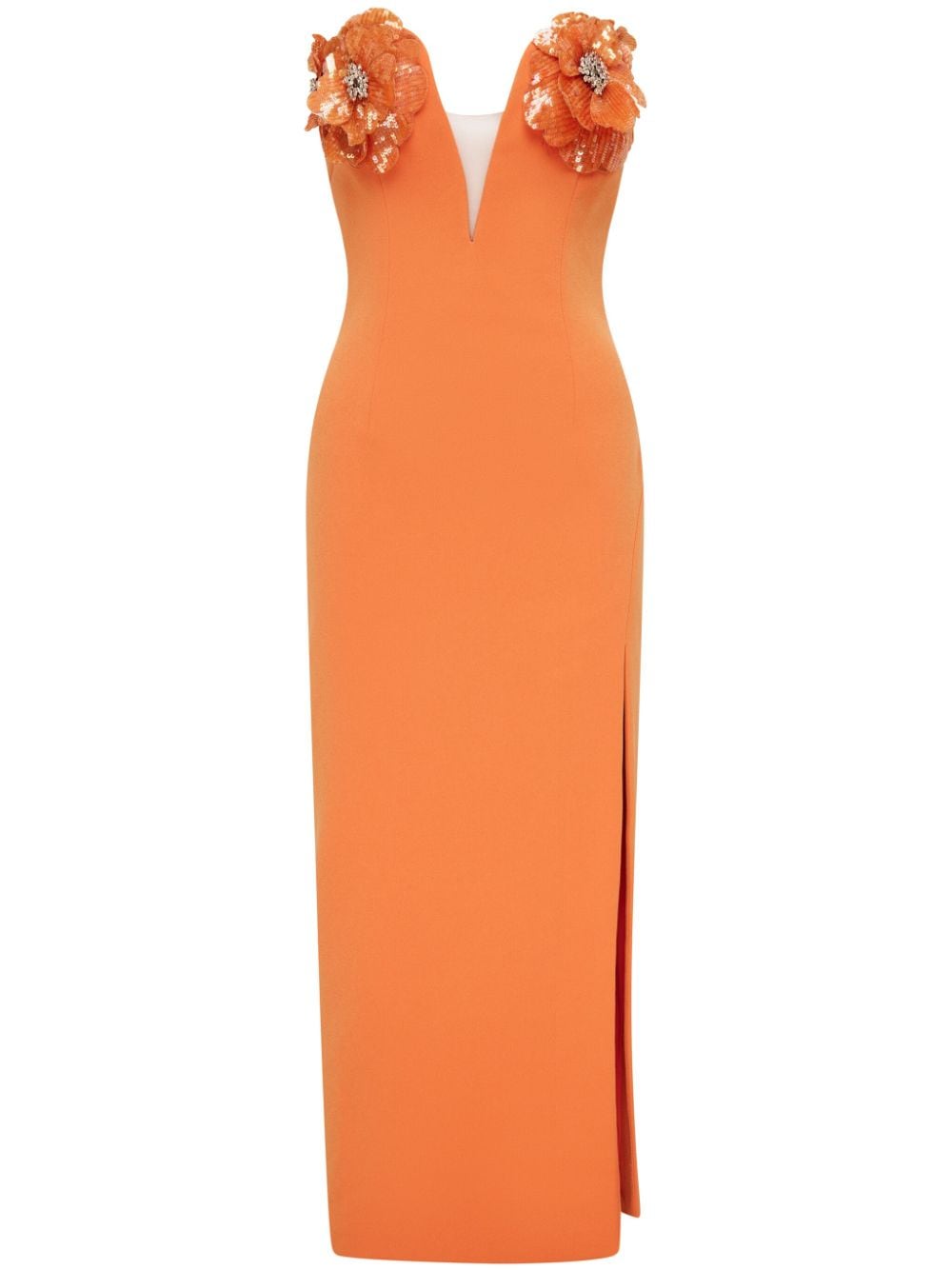 Rachel Gilbert Bowie floral-appliqué midi dress - Orange von Rachel Gilbert
