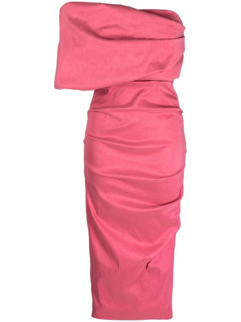 Rachel Gilbert Kat ruched asymmetric midi dress - Pink von Rachel Gilbert