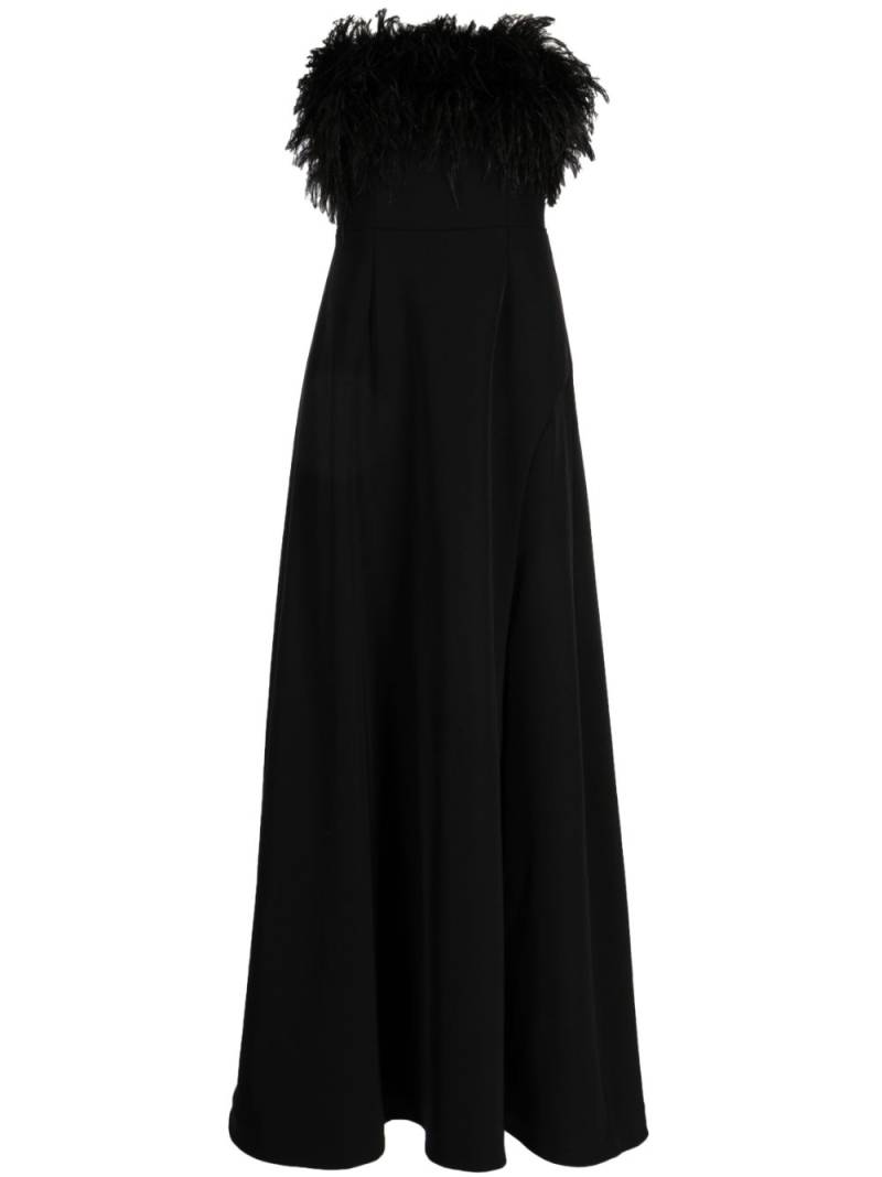 Rachel Gilbert Linc feather-embellished strapless gown - Black von Rachel Gilbert