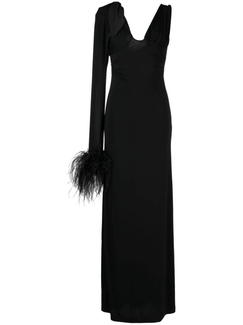 Rachel Gilbert Tanner feather-detail maxi dress - Black von Rachel Gilbert