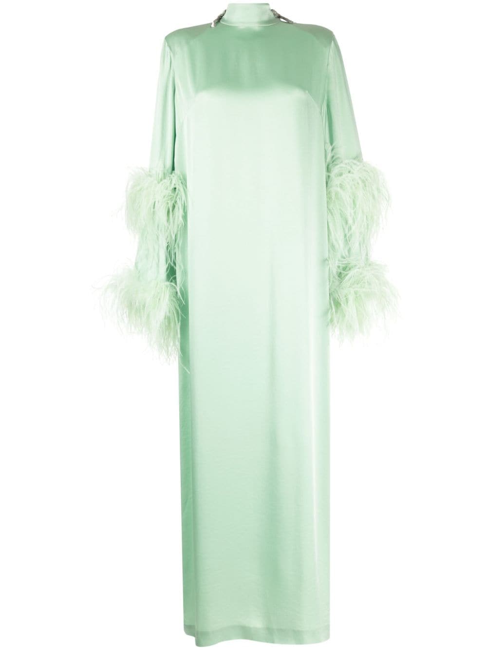 Rachel Gilbert Zahra feather-detailing gown - Green von Rachel Gilbert