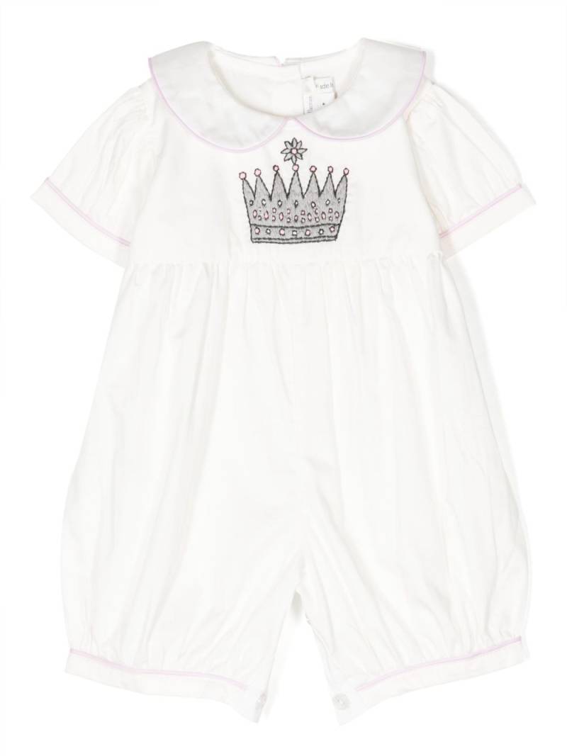 Rachel Riley crown-embroidered cotton romper - White von Rachel Riley