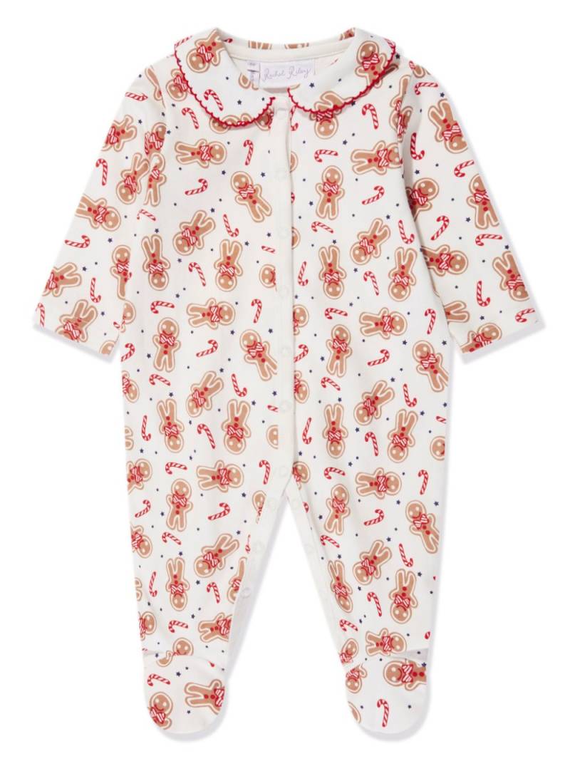 Rachel Riley gingerbread-print cotton babygrow - White von Rachel Riley