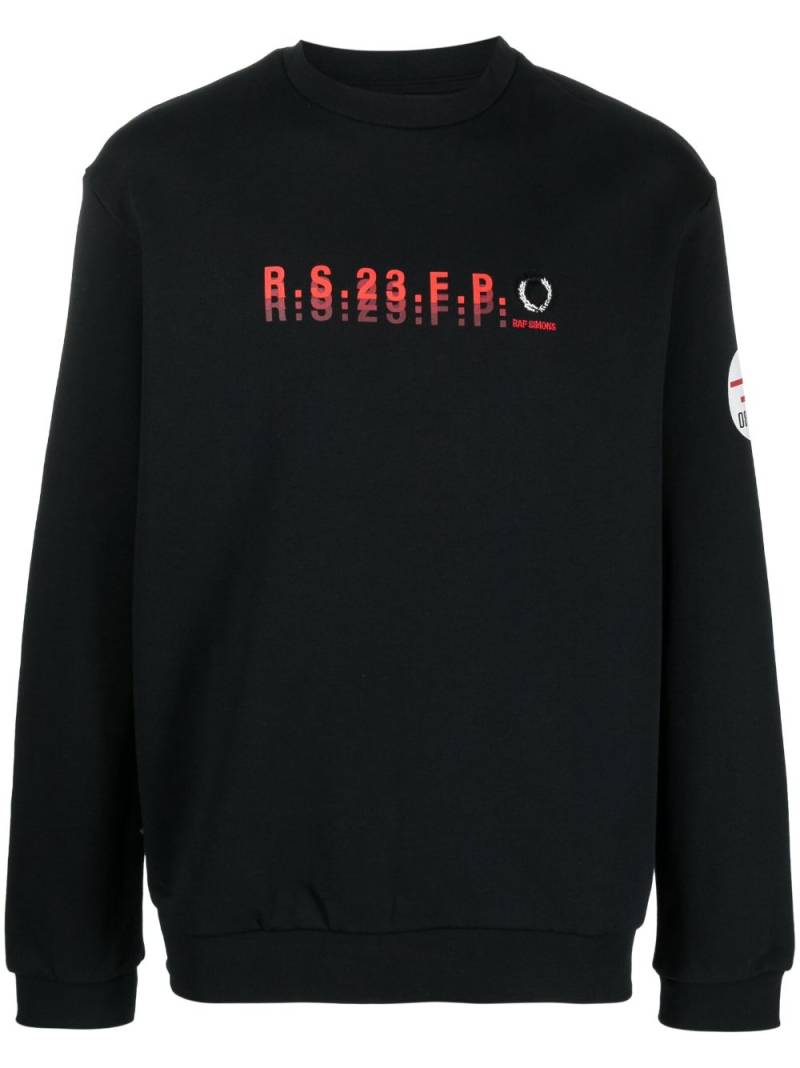 Raf Simons X Fred Perry logo-print cotton sweatshirt - Black von Raf Simons X Fred Perry