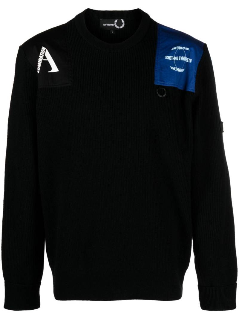 Raf Simons X Fred Perry patch-details wool jumper - Black von Raf Simons X Fred Perry