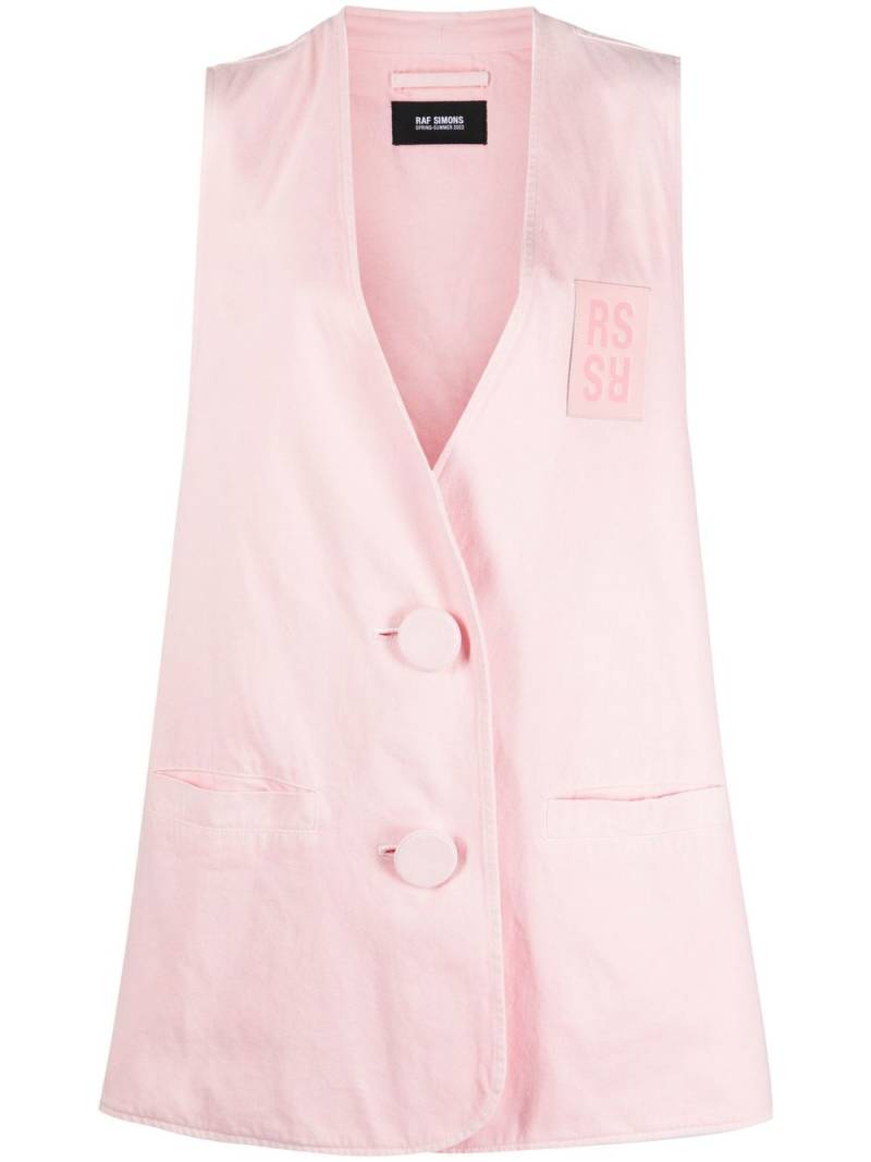 Raf Simons denim oversized logo patch gilet - Pink von Raf Simons