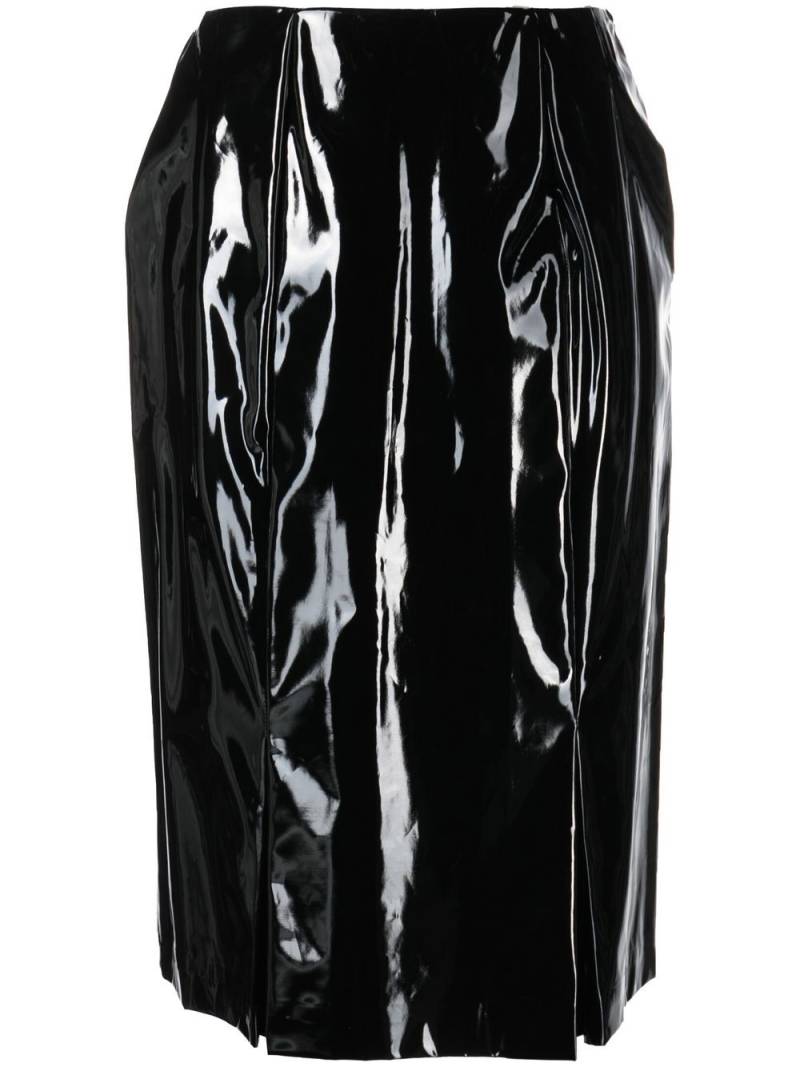 Raf Simons high-shine slit-detail knee-length skirt - Black von Raf Simons