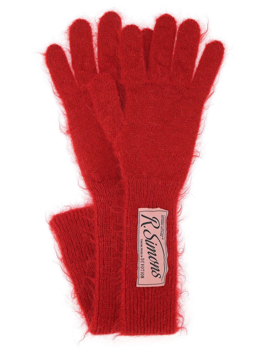 Raf Simons knitted gloves - Red von Raf Simons