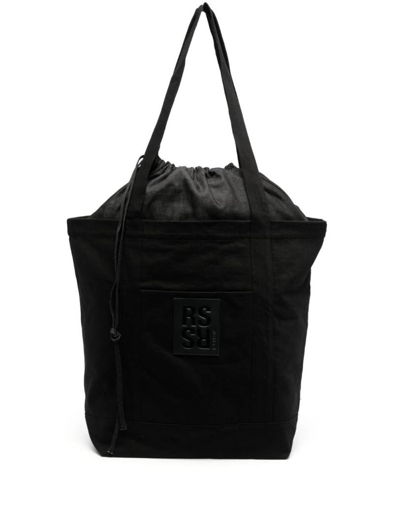 Raf Simons logo-patch cotton tote bag - Black von Raf Simons