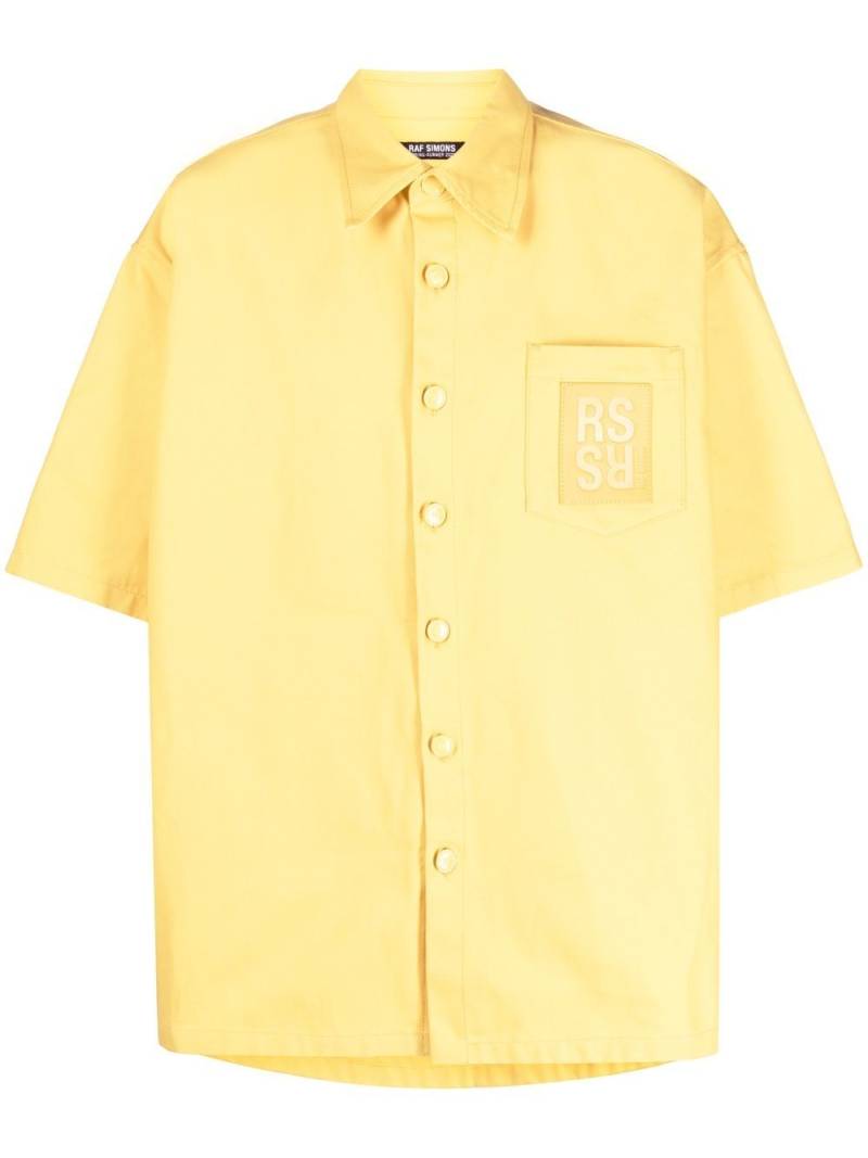 Raf Simons logo-patch denim short-sleeved shirt - Yellow von Raf Simons