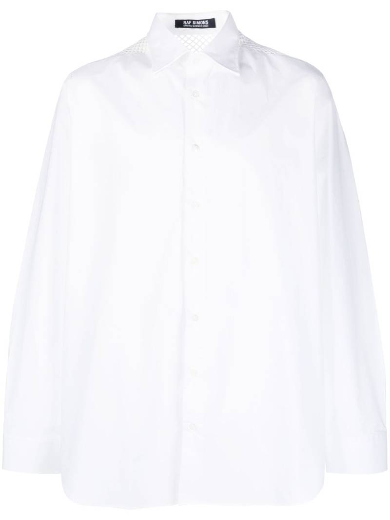 Raf Simons mesh-detail cotton shirt - White von Raf Simons