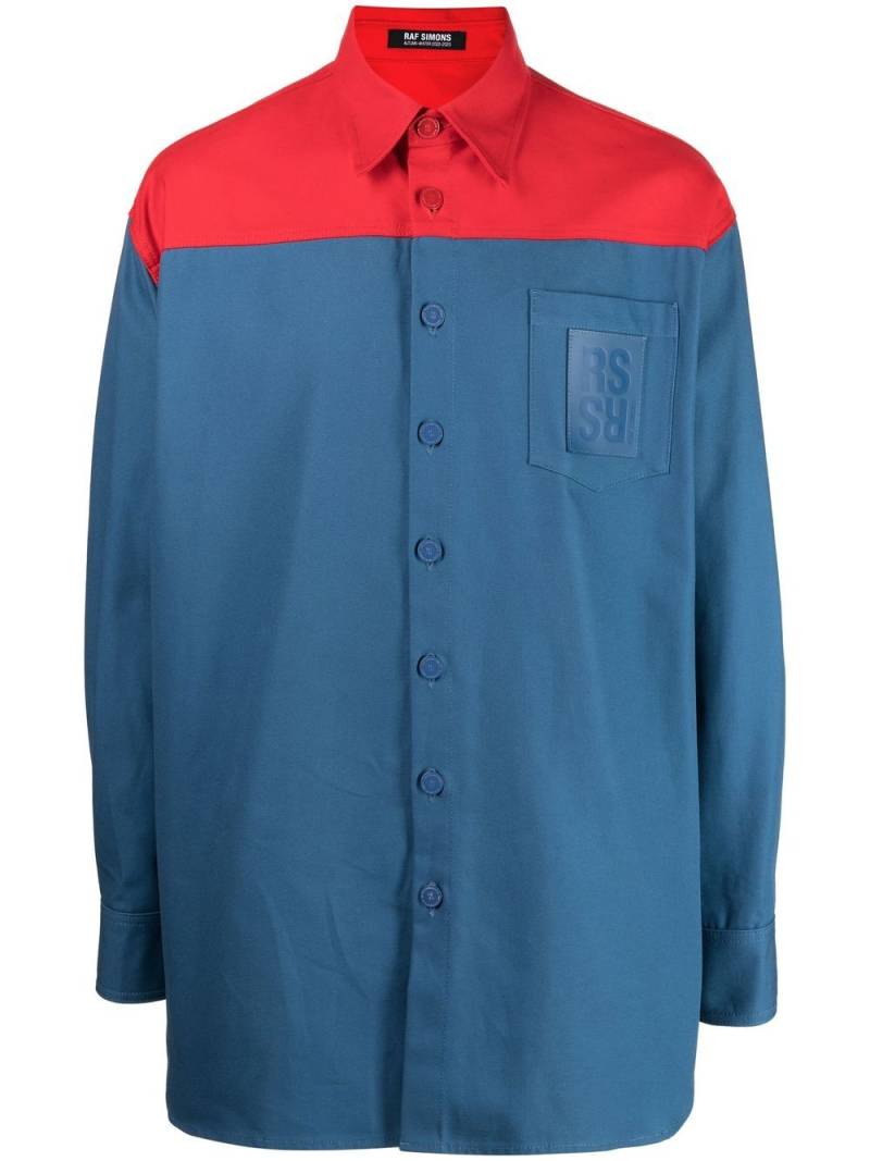 Raf Simons panelled long-sleeve shirt - Blue von Raf Simons