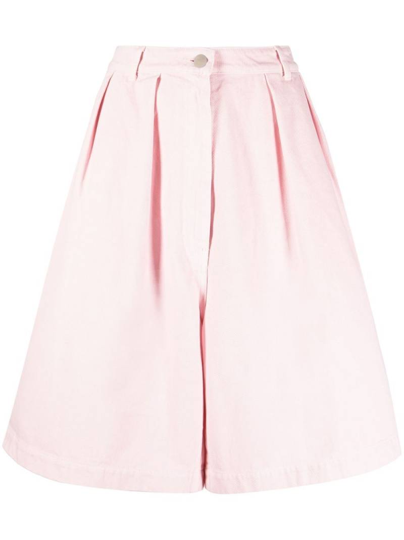 Raf Simons pleated denim shorts - Pink von Raf Simons