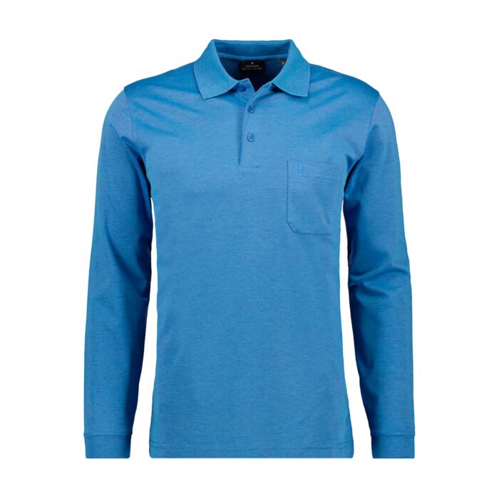 Ragman Herren-Poloshirt langarm uni, blau, XXL von Ragman