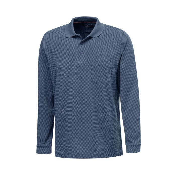 Ragman Jacquard Poloshirt in Mix-Qualität, blau von Ragman